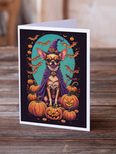 Load image into Gallery viewer, Chihuahua Witchy Halloween Greeting Cards -  Blank Note Cards – 8-Pack of Artist-Designed Cards with Envelopes