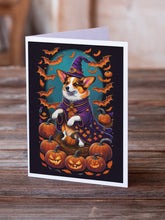 Load image into Gallery viewer, Corgi Witchy Halloween Greeting Cards -  Blank Note Cards – 8-Pack of Artist-Designed Cards with Envelopes