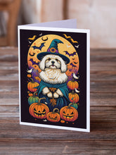 Load image into Gallery viewer, Coton De Tulear Witchy Halloween Greeting Cards -  Blank Note Cards – 8-Pack of Artist-Designed Cards with Envelopes