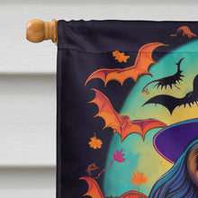Load image into Gallery viewer, Longhair Black and Tan Dachshund Witchy Halloween House Flag
