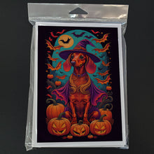 Load image into Gallery viewer, Dachshund Witchy Halloween Greeting Cards -  Blank Note Cards – 8-Pack of Artist-Designed Cards with Envelopes