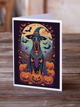 Load image into Gallery viewer, Doberman Pinscher Witchy Halloween Greeting Cards -  Blank Note Cards – 8-Pack of Artist-Designed Cards with Envelopes