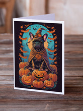 Load image into Gallery viewer, French Bulldog Witchy Halloween Greeting Cards -  Blank Note Cards – 8-Pack of Artist-Designed Cards with Envelopes