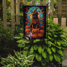 Load image into Gallery viewer, French Bulldog Witchy Halloween Garden Flag – Witch Dog with Pumpkins, Bats &amp; Jack-o'-Lanterns