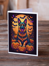 Load image into Gallery viewer, German Shepherd Witchy Halloween Greeting Cards -  Blank Note Cards – 8-Pack of Artist-Designed Cards with Envelopes