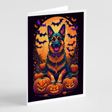 Load image into Gallery viewer, German Shepherd Witchy Halloween Greeting Cards -  Blank Note Cards – 8-Pack of Artist-Designed Cards with Envelopes