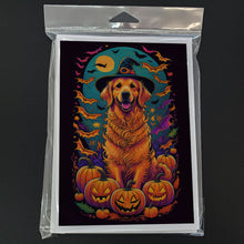 Load image into Gallery viewer, Golden Retriever Witchy Halloween Greeting Cards -  Blank Note Cards – 8-Pack of Artist-Designed Cards with Envelopes