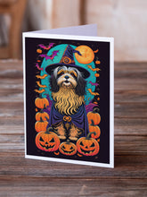 Load image into Gallery viewer, Havanese Witchy Halloween Greeting Cards -  Blank Note Cards – 8-Pack of Artist-Designed Cards with Envelopes