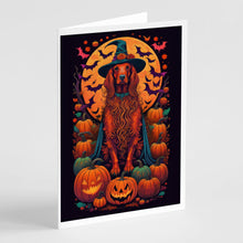 Load image into Gallery viewer, Irish Setter Witchy Halloween Greeting Cards -  Blank Note Cards – 8-Pack of Artist-Designed Cards with Envelopes