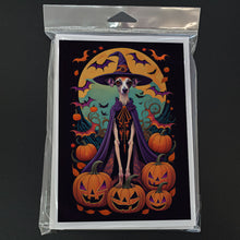 Load image into Gallery viewer, Italian Greyhound Witchy Halloween Greeting Cards -  Blank Note Cards – 8-Pack of Artist-Designed Cards with Envelopes