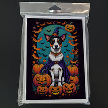 Load image into Gallery viewer, Jack Russell Terrier Witchy Halloween Greeting Cards -  Blank Note Cards – 8-Pack of Artist-Designed Cards with Envelopes