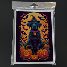 Load image into Gallery viewer, Black Labrador Retriever Witchy Halloween Greeting Cards -  Blank Note Cards – 8-Pack of Artist-Designed Cards with Envelopes