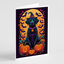 Load image into Gallery viewer, Black Labrador Retriever Witchy Halloween Greeting Cards -  Blank Note Cards – 8-Pack of Artist-Designed Cards with Envelopes