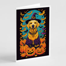 Load image into Gallery viewer, Yellow Labrador Retriever Witchy Halloween Greeting Cards -  Blank Note Cards – 8-Pack of Artist-Designed Cards with Envelopes