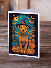 Load image into Gallery viewer, Lakeland Terrier Witchy Halloween Greeting Cards -  Blank Note Cards – 8-Pack of Artist-Designed Cards with Envelopes