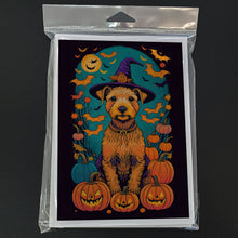 Load image into Gallery viewer, Lakeland Terrier Witchy Halloween Greeting Cards -  Blank Note Cards – 8-Pack of Artist-Designed Cards with Envelopes