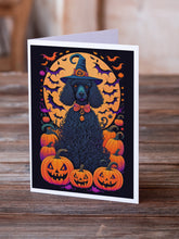 Load image into Gallery viewer, Black Standard Poodle Witchy Halloween Greeting Cards -  Blank Note Cards – 8-Pack of Artist-Designed Cards with Envelopes
