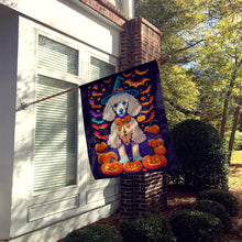 Load image into Gallery viewer, White Standard Poodle Witchy Halloween House Flag