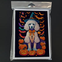 Load image into Gallery viewer, White Standard Poodle Witchy Halloween Greeting Cards -  Blank Note Cards – 8-Pack of Artist-Designed Cards with Envelopes