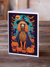 Load image into Gallery viewer, Apricot Standard Poodle Witchy Halloween Greeting Cards -  Blank Note Cards – 8-Pack of Artist-Designed Cards with Envelopes