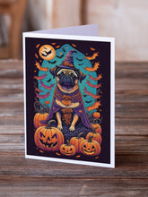 Load image into Gallery viewer, Pug Witchy Halloween Greeting Cards -  Blank Note Cards – 8-Pack of Artist-Designed Cards with Envelopes