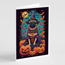Load image into Gallery viewer, Pug Witchy Halloween Greeting Cards -  Blank Note Cards – 8-Pack of Artist-Designed Cards with Envelopes