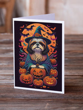 Load image into Gallery viewer, Shih Tzu Witchy Halloween Greeting Cards -  Blank Note Cards – 8-Pack of Artist-Designed Cards with Envelopes