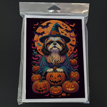 Load image into Gallery viewer, Shih Tzu Witchy Halloween Greeting Cards -  Blank Note Cards – 8-Pack of Artist-Designed Cards with Envelopes