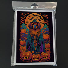 Load image into Gallery viewer, Tibetan Mastiff Witchy Halloween Greeting Cards -  Blank Note Cards – 8-Pack of Artist-Designed Cards with Envelopes