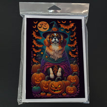 Load image into Gallery viewer, Tibetan Spaniel Witchy Halloween Greeting Cards -  Blank Note Cards – 8-Pack of Artist-Designed Cards with Envelopes