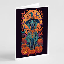 Load image into Gallery viewer, Weimaraner Witchy Halloween Greeting Cards -  Blank Note Cards – 8-Pack of Artist-Designed Cards with Envelopes