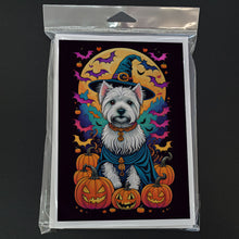 Load image into Gallery viewer, Westie Witchy Halloween Greeting Cards -  Blank Note Cards – 8-Pack of Artist-Designed Cards with Envelopes