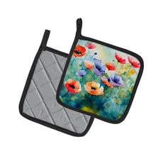 Load image into Gallery viewer, Anemones in Watercolor Pot Holders - Set of 2 Decorative Kitchen Helpers | Made in the USA