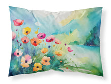 Load image into Gallery viewer, Anemones in Watercolor Fabric Standard Pillowcase – Artistic Decorative Front, White Back