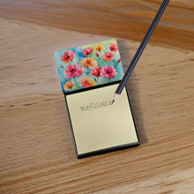 Load image into Gallery viewer, Carnations in Watercolor Sticky Note Holder- Refiilable Desk Accessory Note Pad