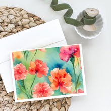 Load image into Gallery viewer, Carnations in Watercolor Greeting Cards -  Blank Note Cards – 8-Pack of Artist-Designed Cards with Envelopes