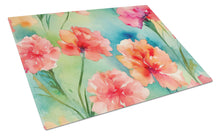 Load image into Gallery viewer, Carnations in Watercolor Glass Cutting Boards – Durable, Decorative Kitchen Art Large