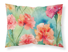 Load image into Gallery viewer, Carnations in Watercolor Fabric Standard Pillowcase – Artistic Decorative Front, White Back