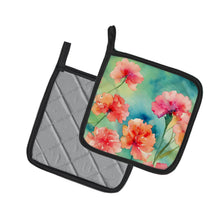 Load image into Gallery viewer, Carnations in Watercolor Pot Holders - Set of 2 Decorative Kitchen Helpers | Made in the USA