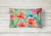 Load image into Gallery viewer, Carnations in Watercolor Fabric Decorative Pillow