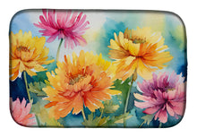 Load image into Gallery viewer, Chrysanthemums in Watercolor Dish Drying Mat