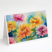 Load image into Gallery viewer, Chrysanthemums in Watercolor Greeting Cards -  Blank Note Cards – 8-Pack of Artist-Designed Cards with Envelopes