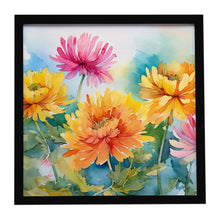 Load image into Gallery viewer, Chrysanthemums in Watercolor Framed Metal Print