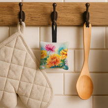 Load image into Gallery viewer, Chrysanthemums in Watercolor Hanging Square Fabric Ornament 3.5 × 3.5