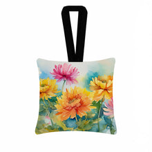 Load image into Gallery viewer, Chrysanthemums in Watercolor Hanging Square Fabric Ornament 3.5 × 3.5