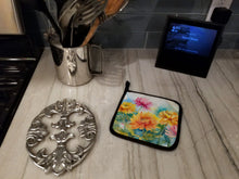 Load image into Gallery viewer, Chrysanthemums in Watercolor Pot Holders - Set of 2 Decorative Kitchen Helpers | Made in the USA