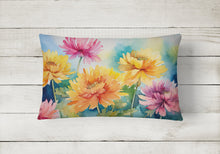 Load image into Gallery viewer, Chrysanthemums in Watercolor Fabric Decorative Pillow