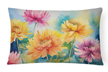 Load image into Gallery viewer, Chrysanthemums in Watercolor Fabric Decorative Pillow