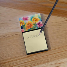 Load image into Gallery viewer, Chrysanthemums in Watercolor Sticky Note Holder- Refiilable Desk Accessory Note Pad