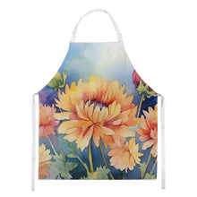 Load image into Gallery viewer, Chrysanthemums in Watercolor Apron – Artist-Designed Kitchen, BBQ &amp; Craft Apron